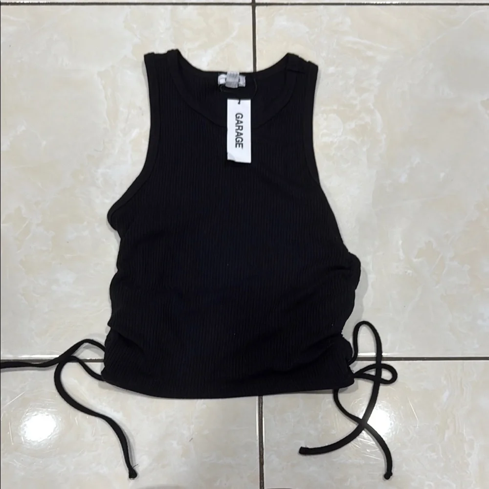 Garage Black Ribbed Tank Top - Picture 1 of 3